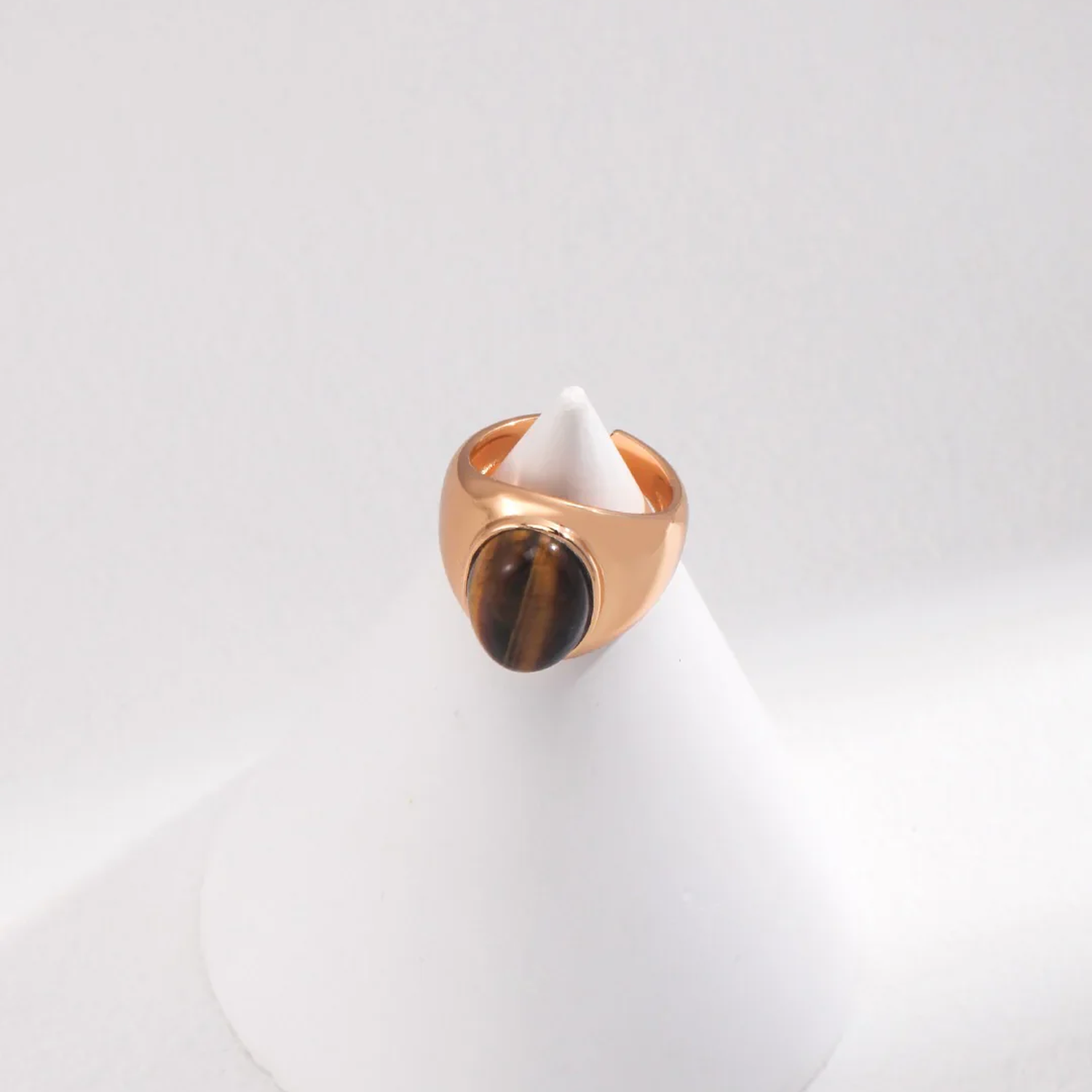 Natural Tiger'S Eye Stone Ring