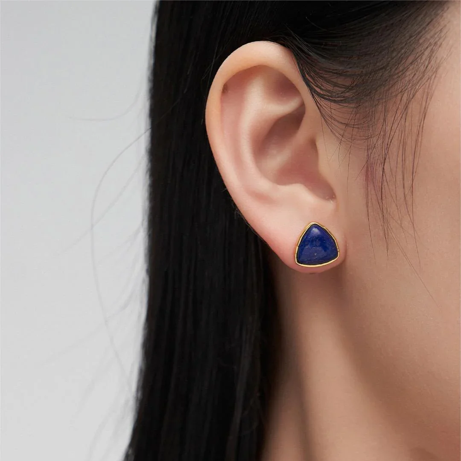 Triangular Lapis Lazuli Stud Earrings