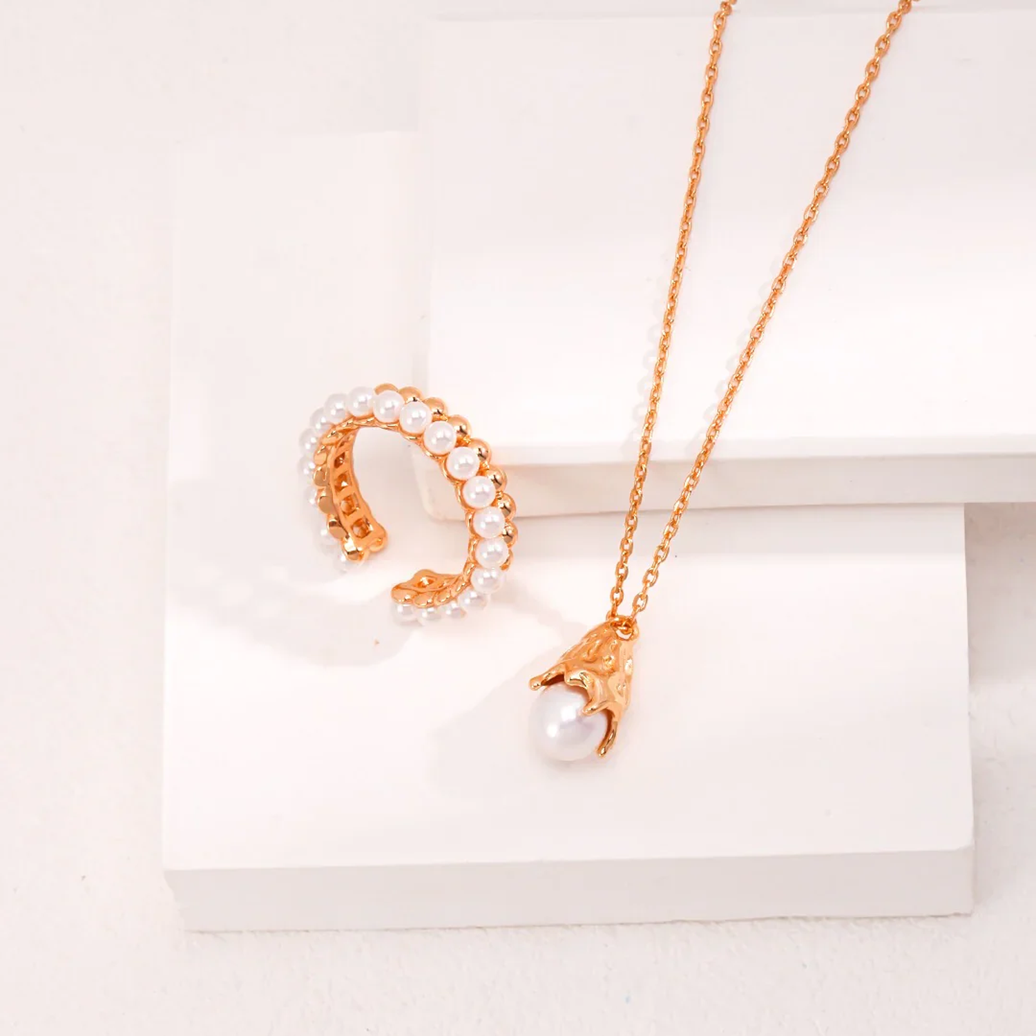 Dainty Pearl Beaded Stacking Band Ring