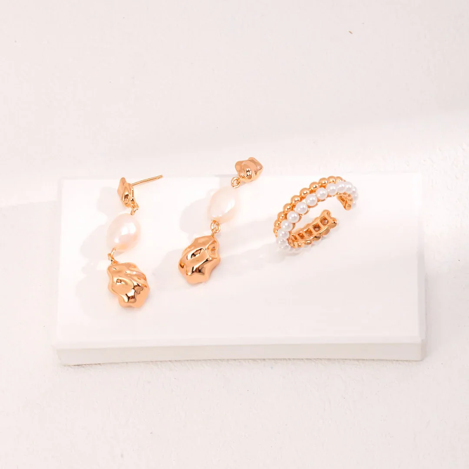 Dainty Pearl Beaded Stacking Band Ring