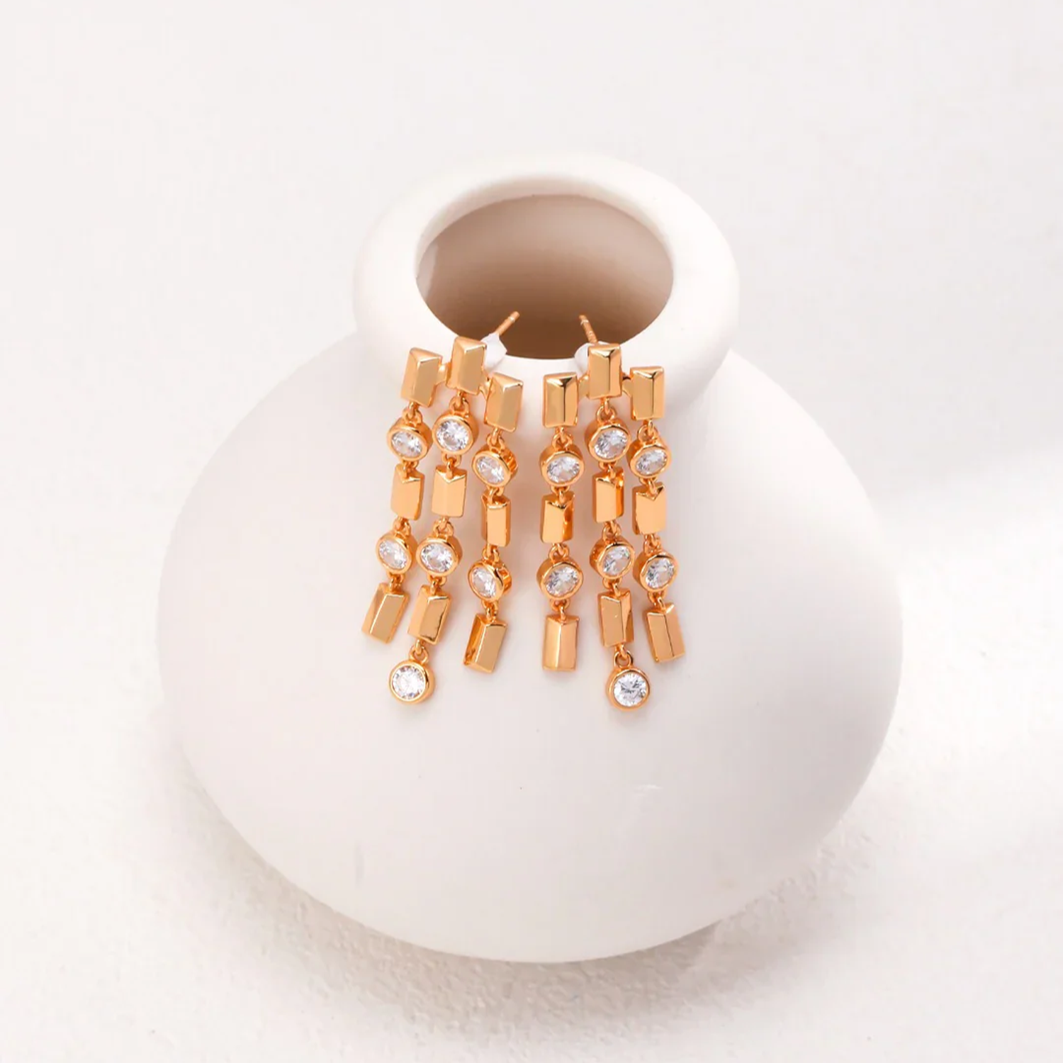 Simple Tassel Zircon Earrings