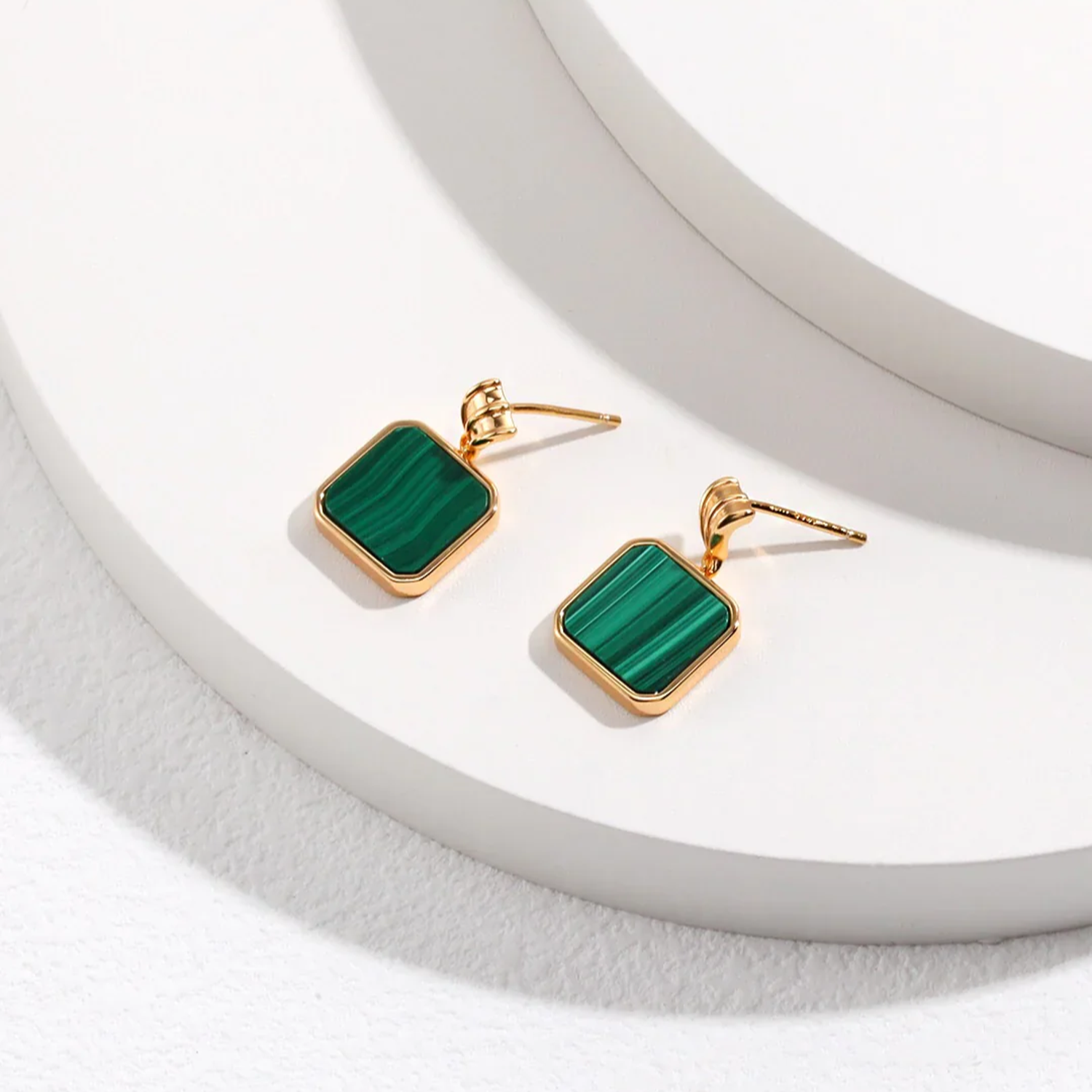 Green Malachite Dangle Earrings