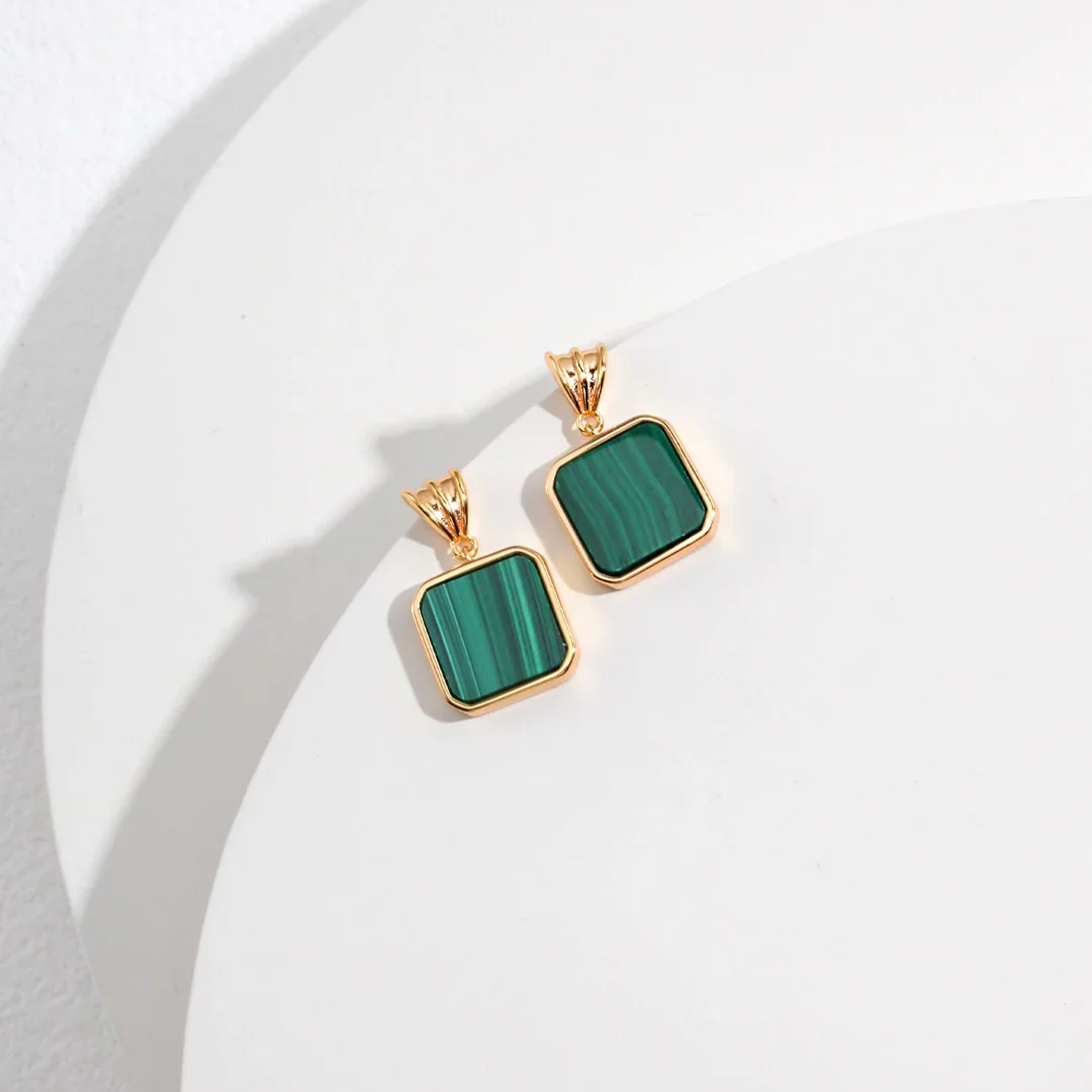 Green Malachite Dangle Earrings