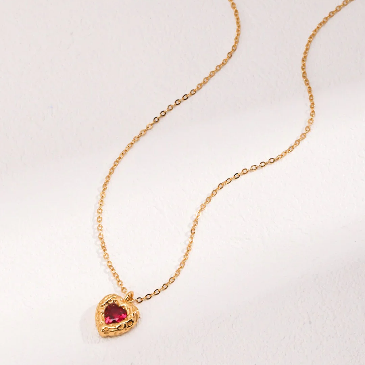 Red Steel Jade Love Zircon Necklace
