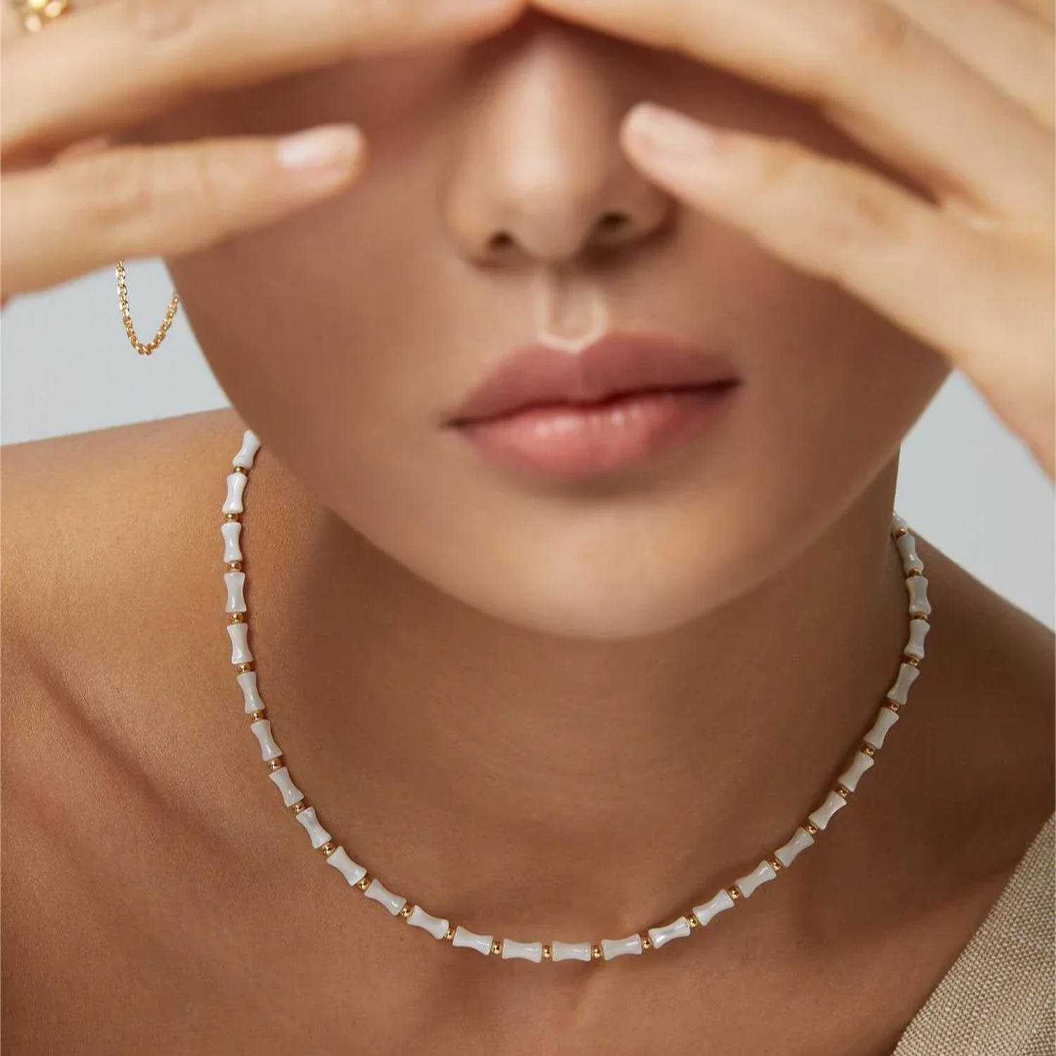 White Bamboo Choker Necklace