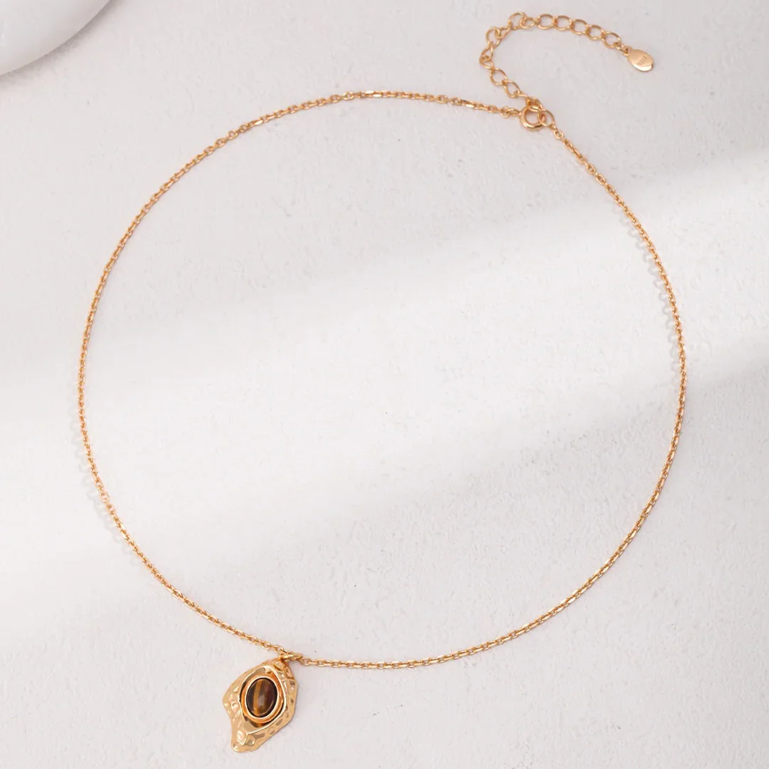 Irregular Rhombus Tigers Eye Stone Pendants Necklace