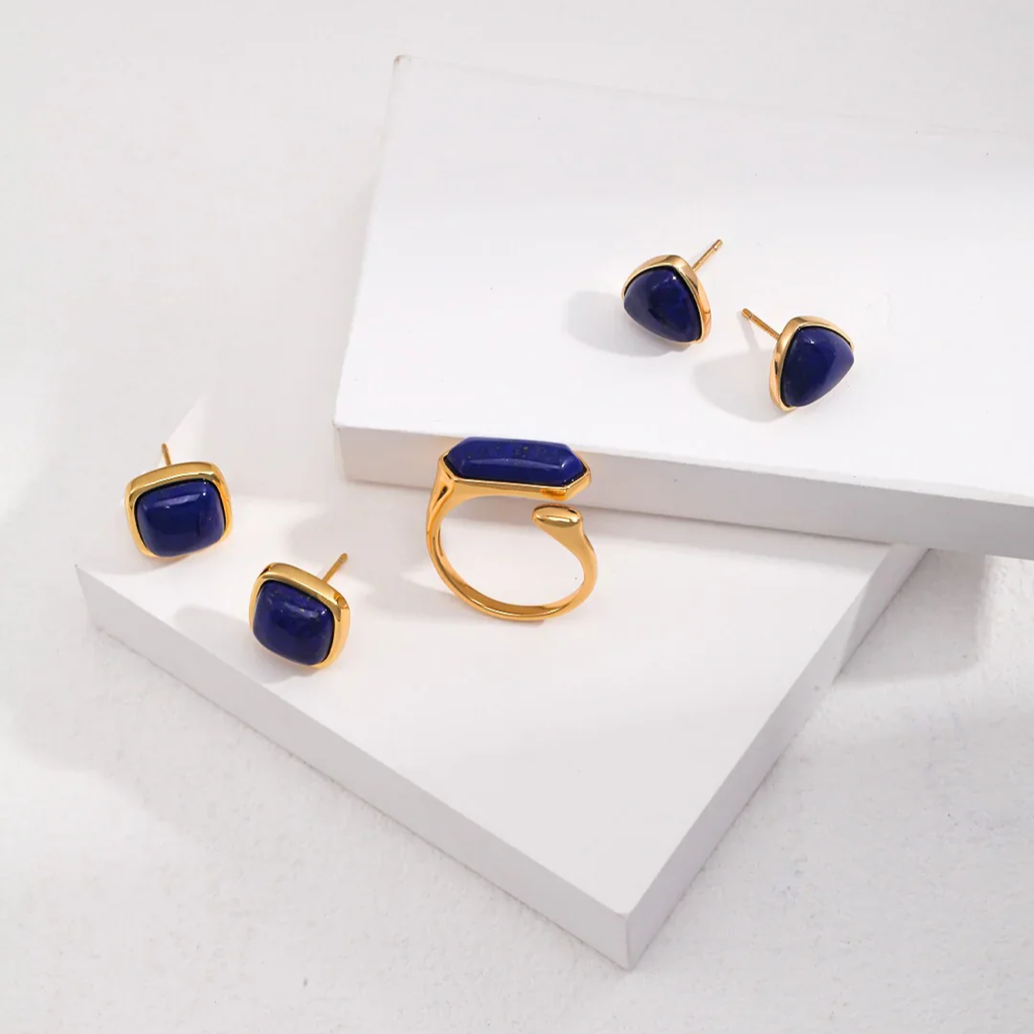 Square Natural Lapis Lazuli Earrings