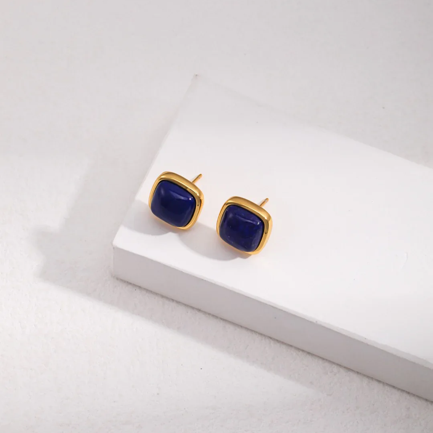 Square Natural Lapis Lazuli Earrings