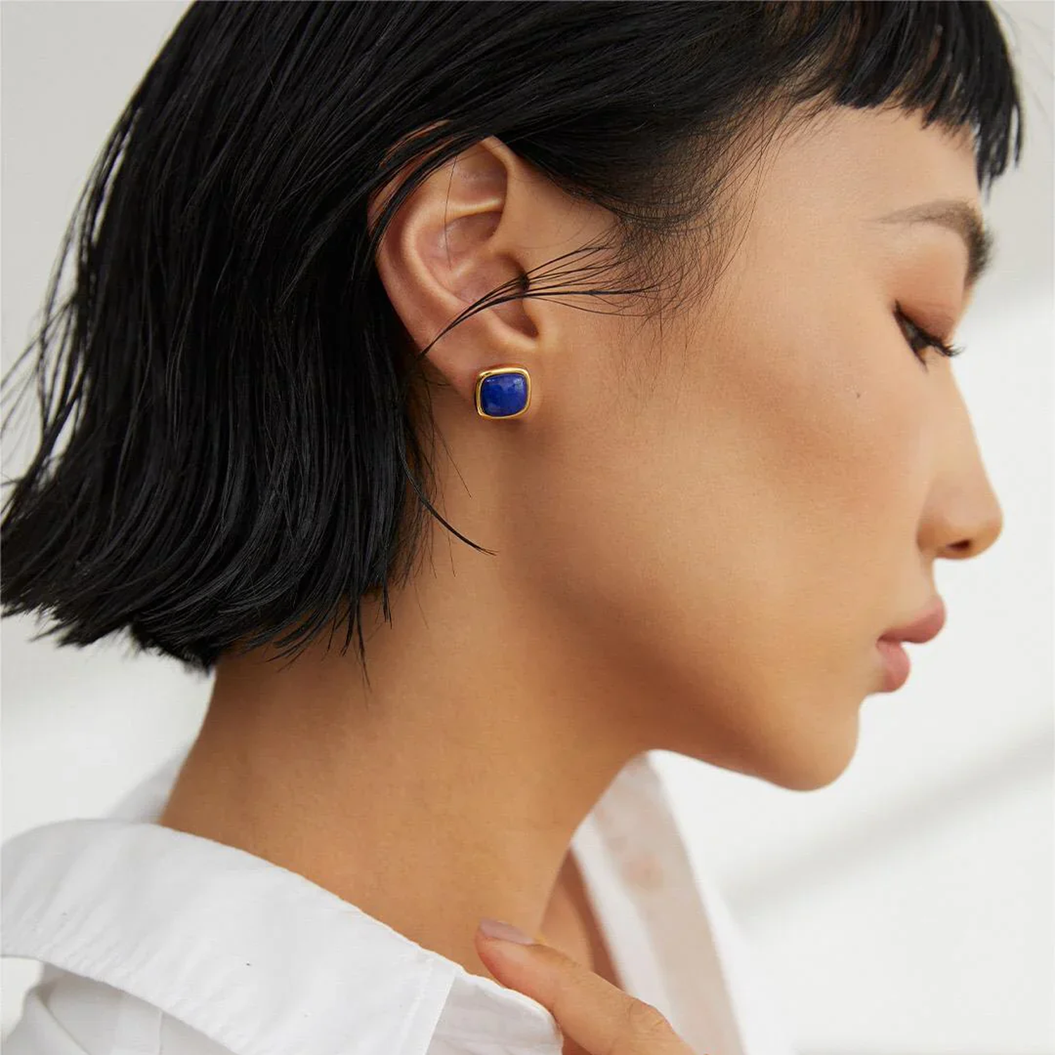 Square Natural Lapis Lazuli Earrings