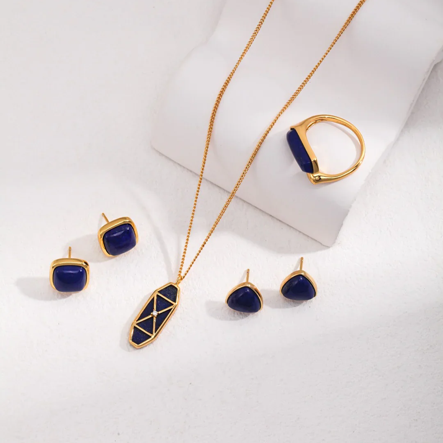 Square Natural Lapis Lazuli Earrings