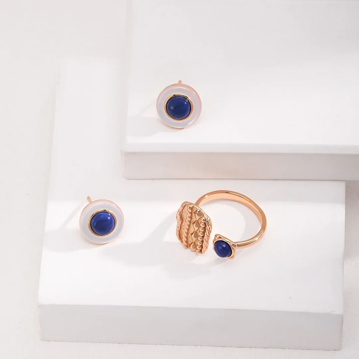 Blue and White Lapis Lazuli Earrings