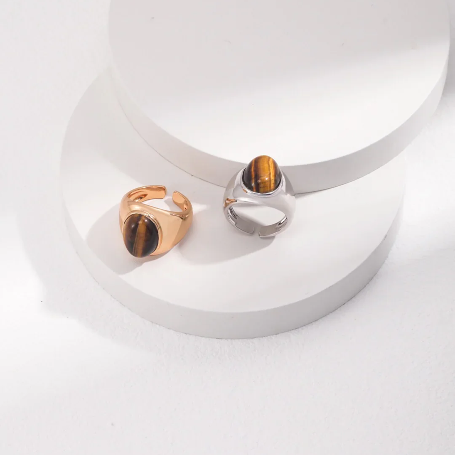 Natural Tiger'S Eye Stone Ring