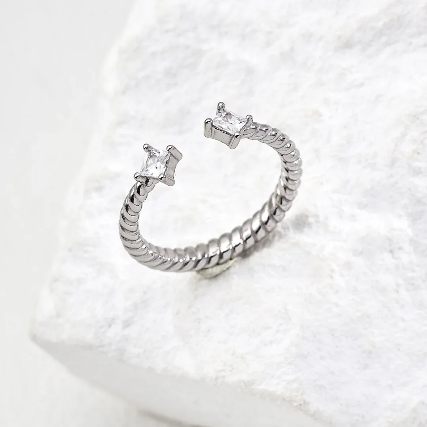 Minimalist Adjustable Zirconia Ring