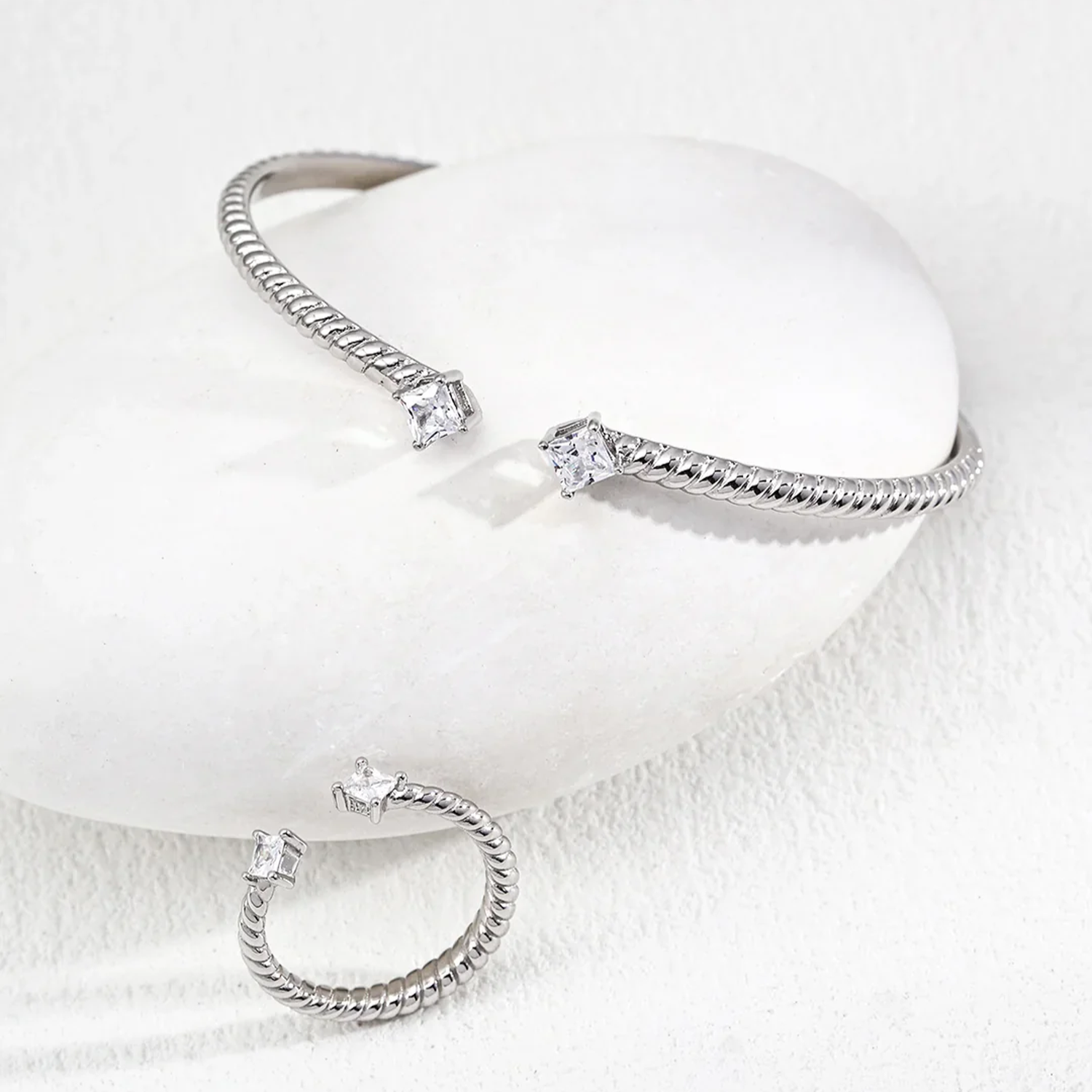 Minimalist Adjustable Zirconia Ring